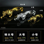 Silver leopard decorative and gold metallic jaguar figurines with textured sculpted surfaces for tabletop decor