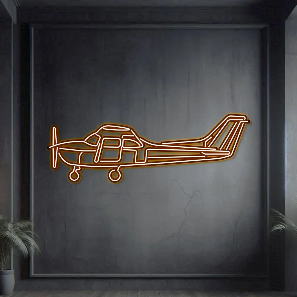 Skyhawk Metal Neon Aircraft Wall Art - Ncn0061, back view - House Of Avana