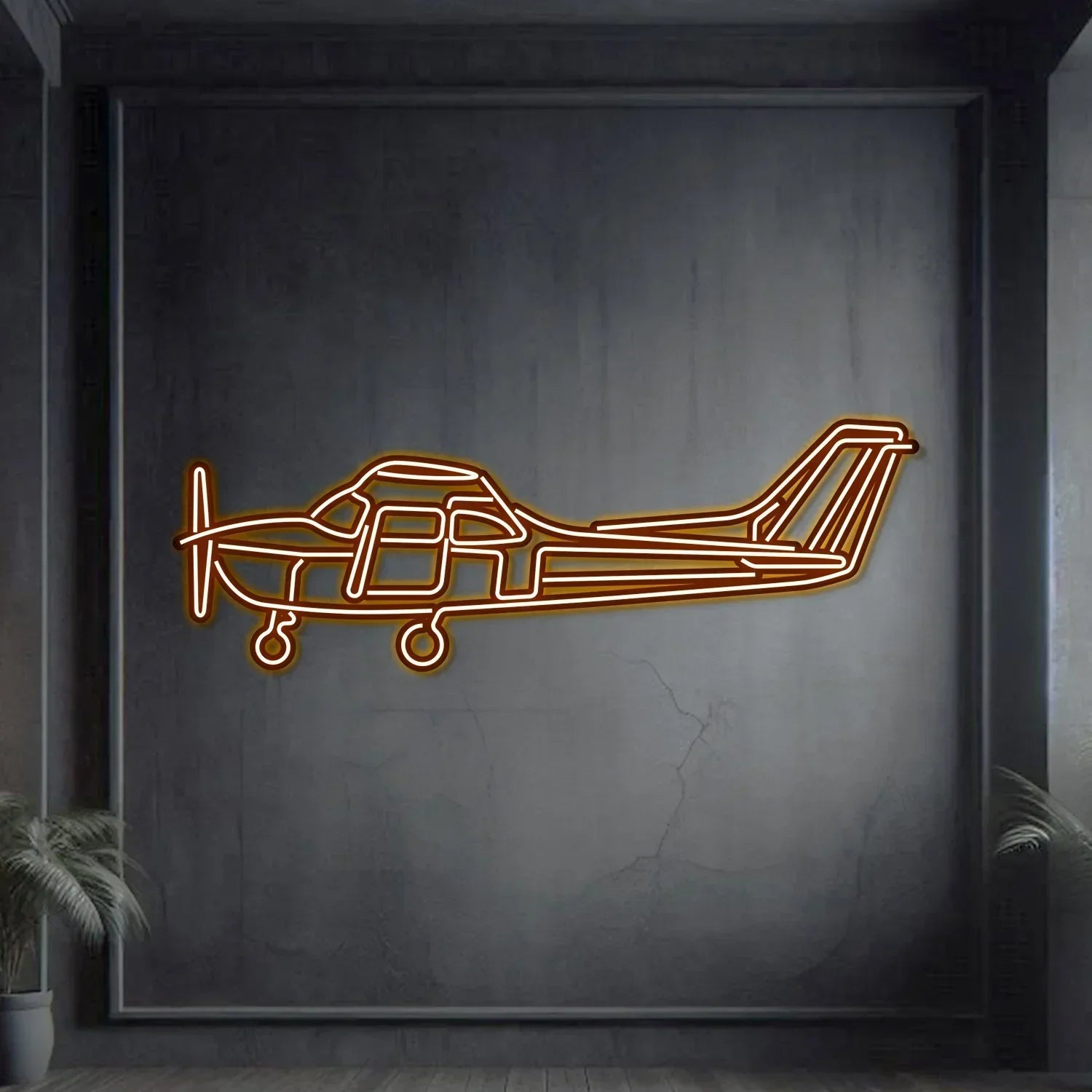 Skyhawk Metal Neon Aircraft Wall Art - Ncn0061, back view - House Of Avana