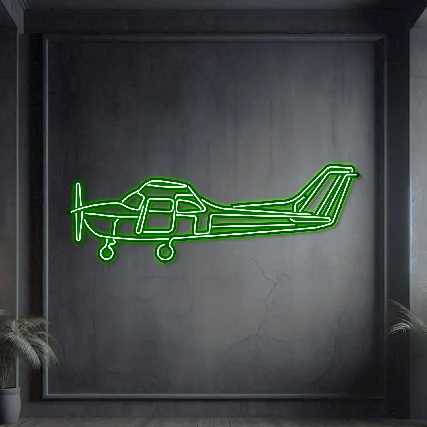 Skyhawk Metal Neon Aircraft Wall Art - Ncn0061, side view - House Of Avana