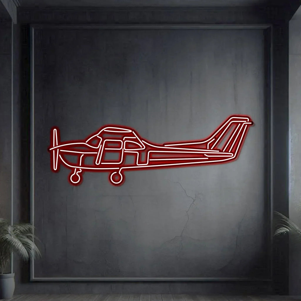 Skyhawk Metal Neon Aircraft Wall Art - Ncn0061, top view - House Of Avana