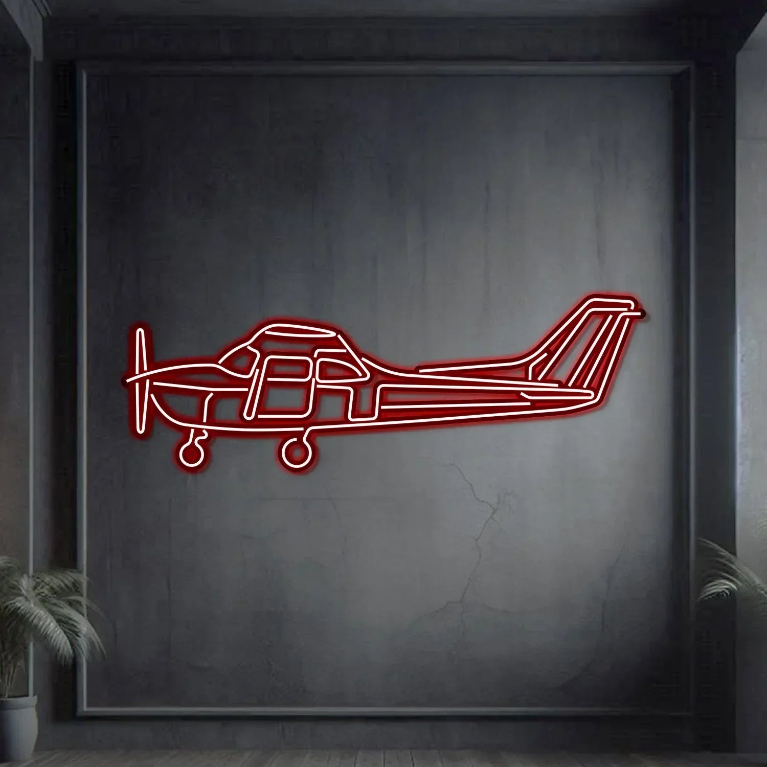 Skyhawk Metal Neon Aircraft Wall Art - Ncn0061, top view - House Of Avana
