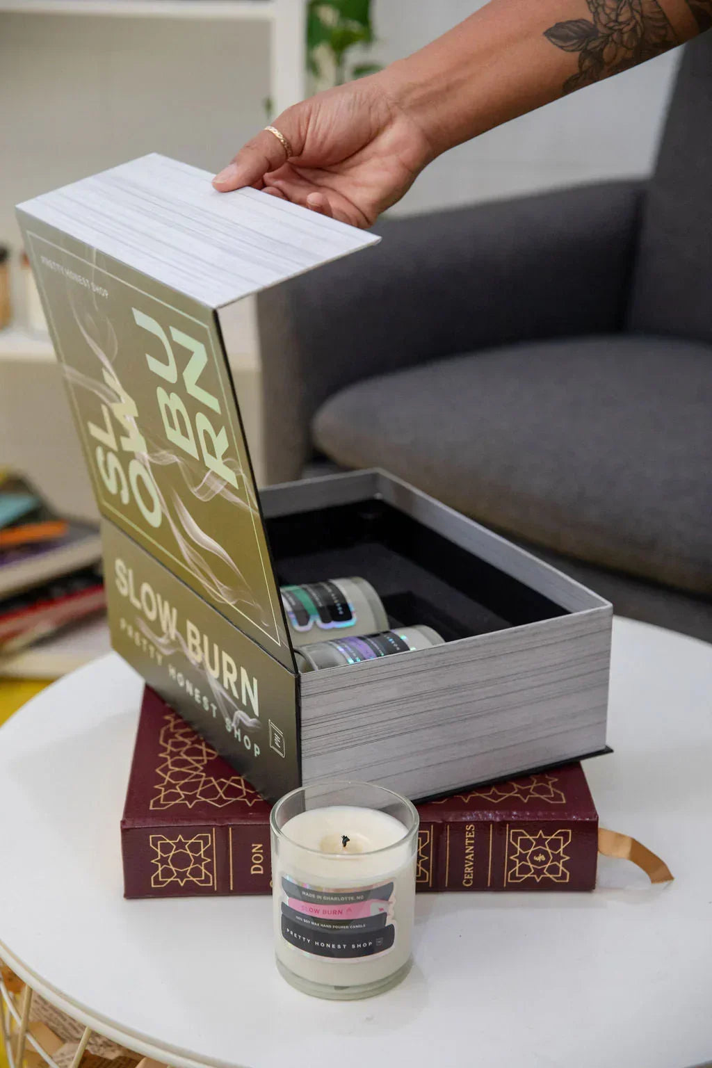 Slow Burn Book Candle Collection Pretty Honest Candles