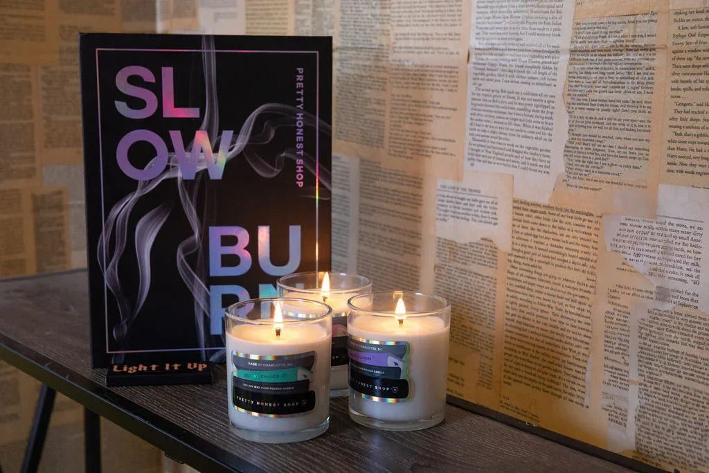 Slow Burn Book Candle Collection Pretty Honest Candles