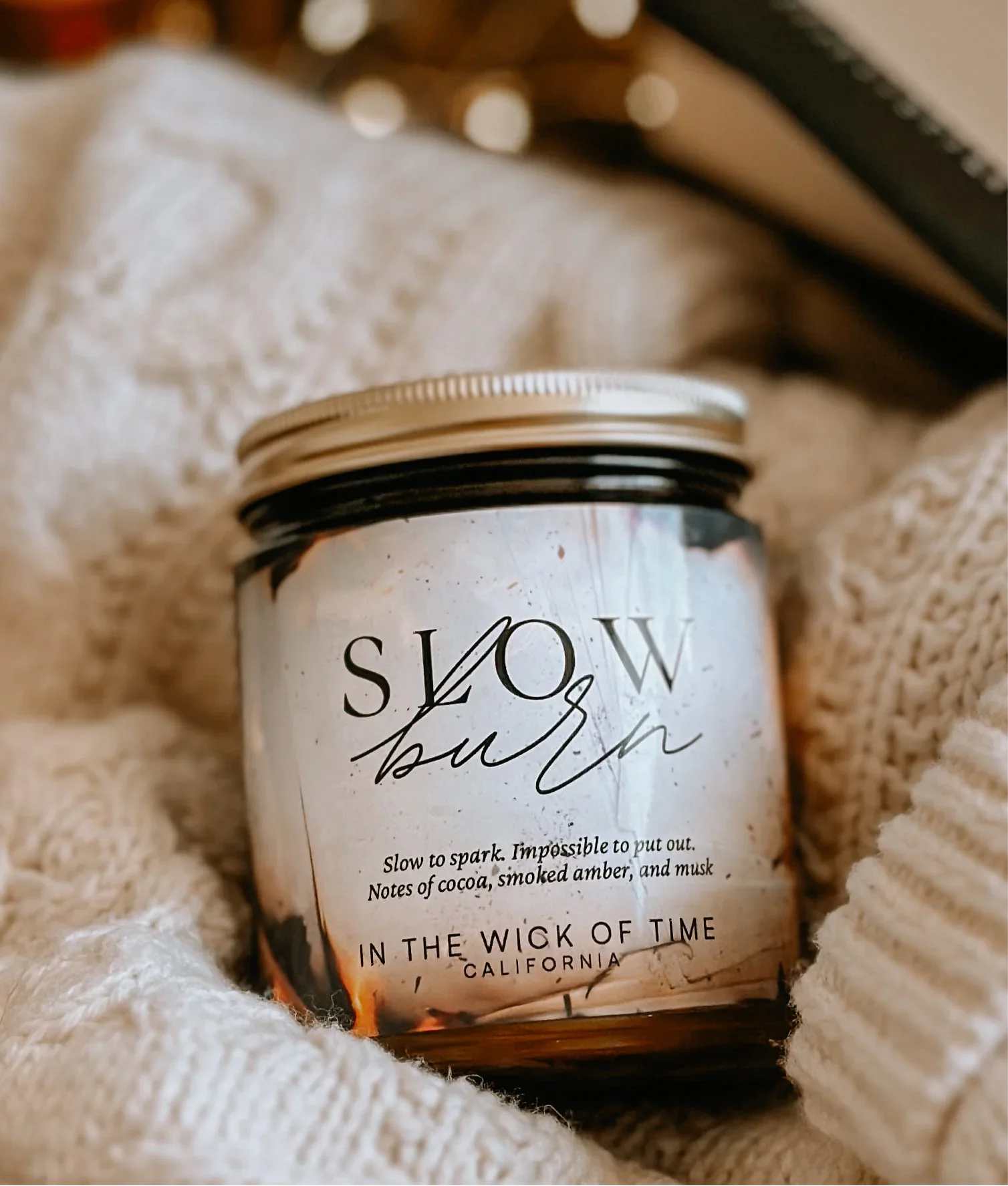 Slow Burn Candle, front view - House Of Avana