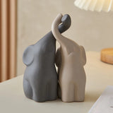 Abstract Ceramic Couple Elephant Statue House Of Avana