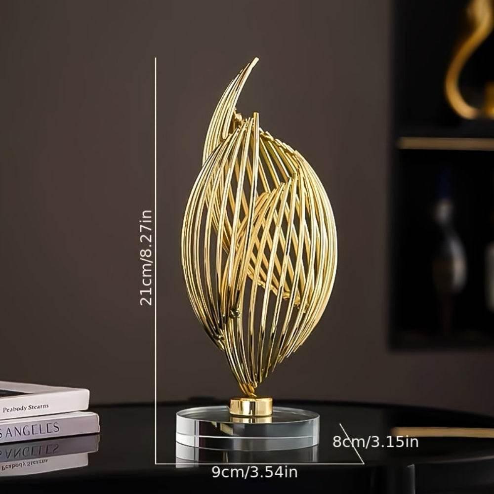 Abstract Golden Twisted Tabletop Sculpture - House Of Avana