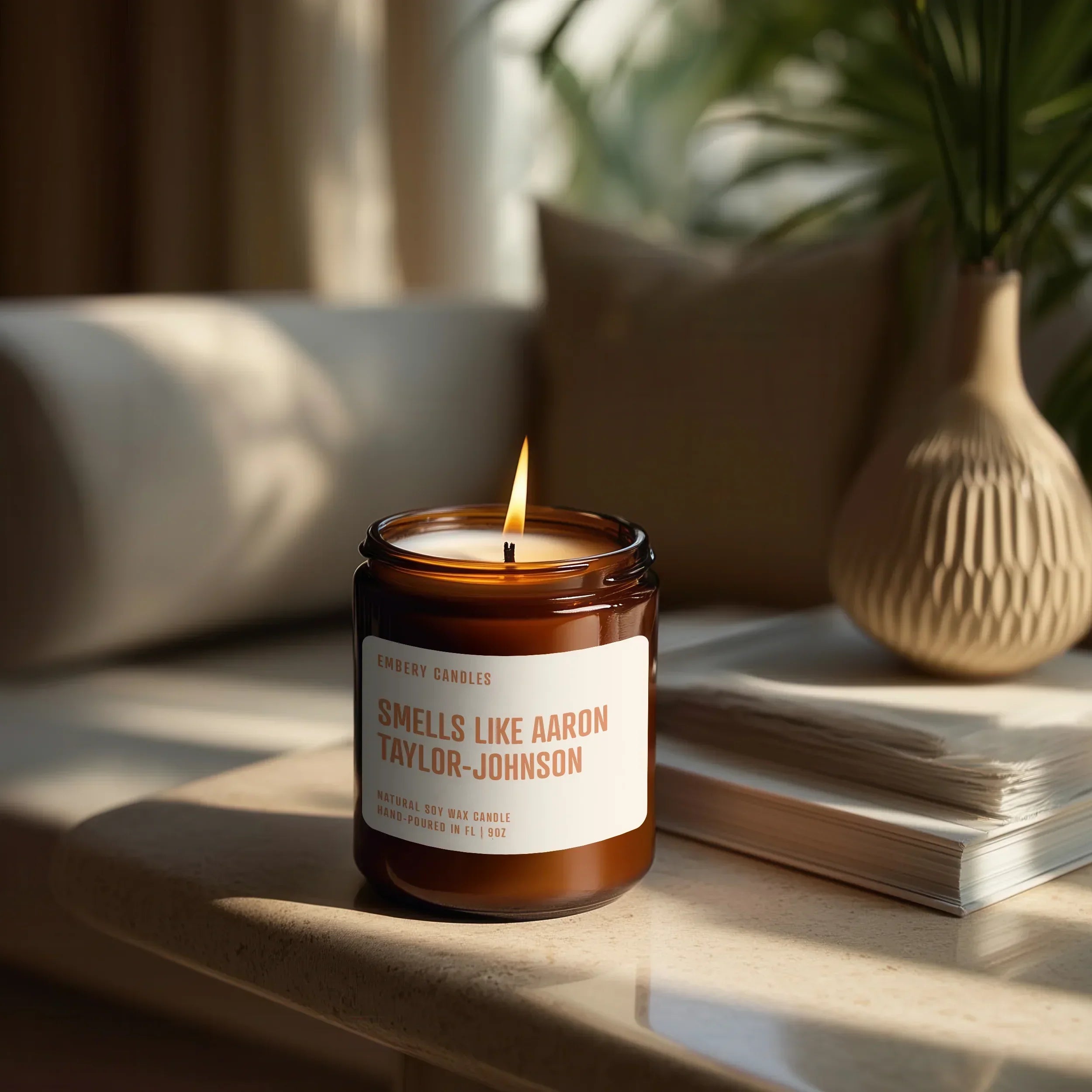 Smells Like Aaron Taylor-johnson | Soy Wax Scented Candle, side view - House Of Avana