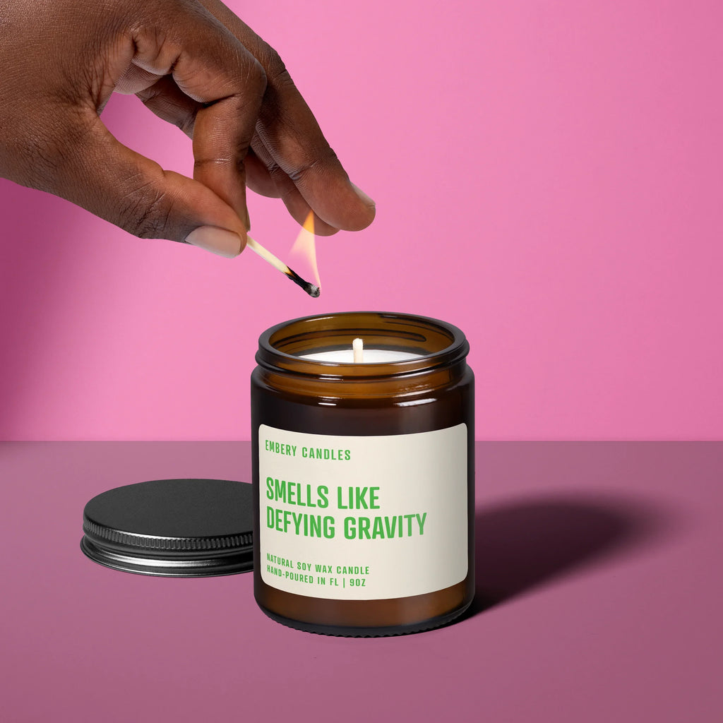 Smells Like Defying Gravity | Soy Wax Scented Candle, back view - House Of Avana