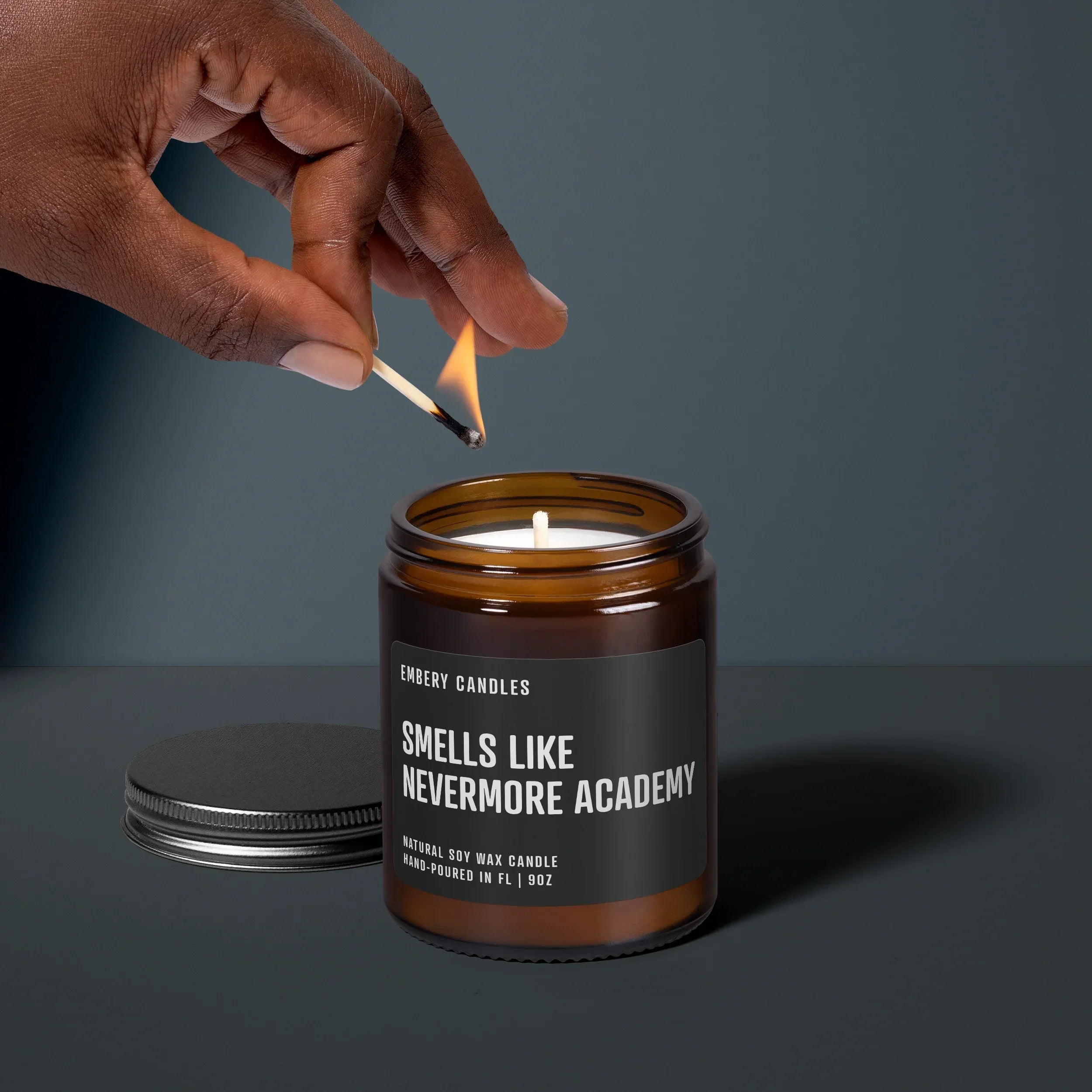 Smells Like Nevermore Academy | Soy Wax Scented Candle, back view - House Of Avana