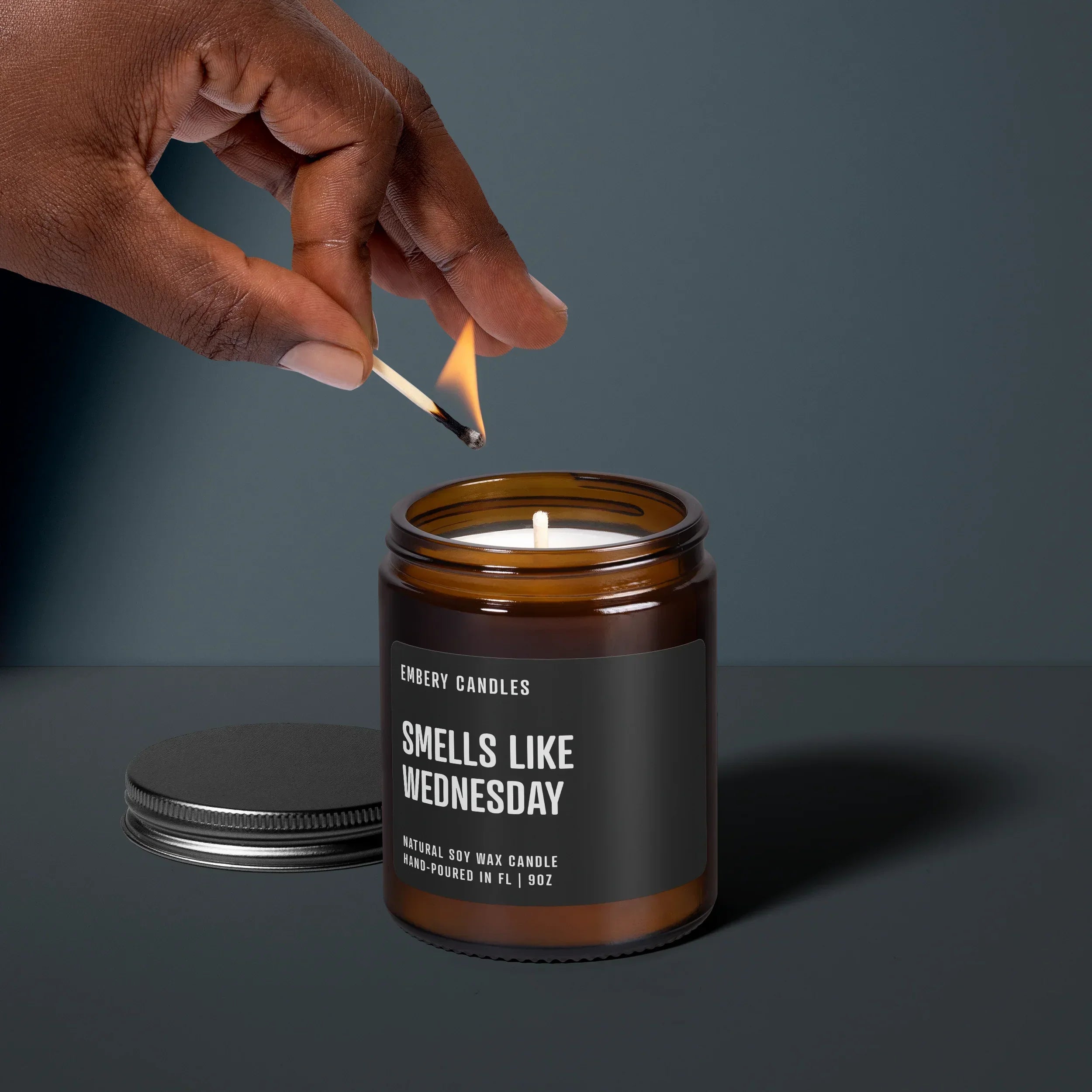 Smells Like Wednesday | Soy Wax Scented Candle, back view - House Of Avana