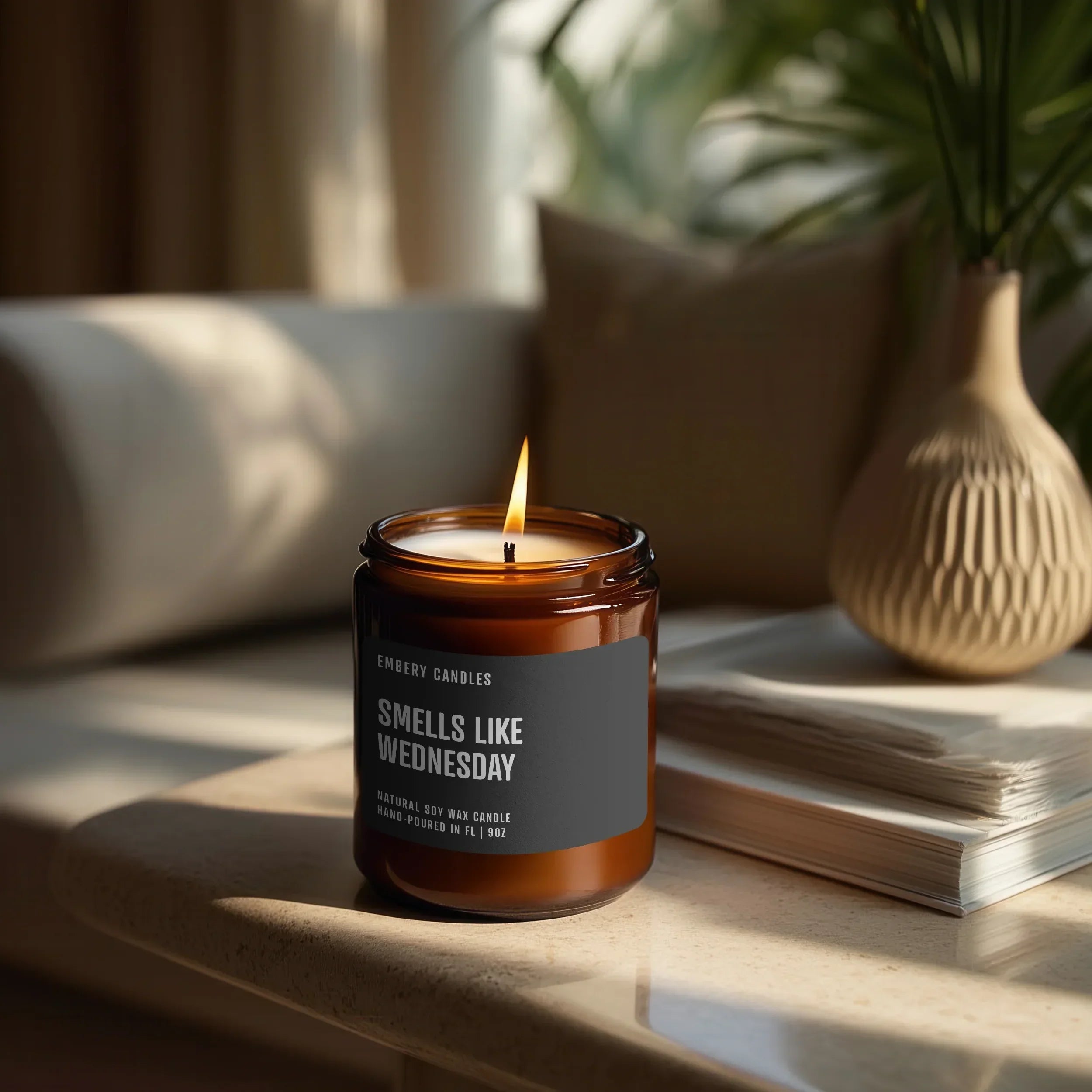 Smells Like Wednesday | Soy Wax Scented Candle, side view - House Of Avana