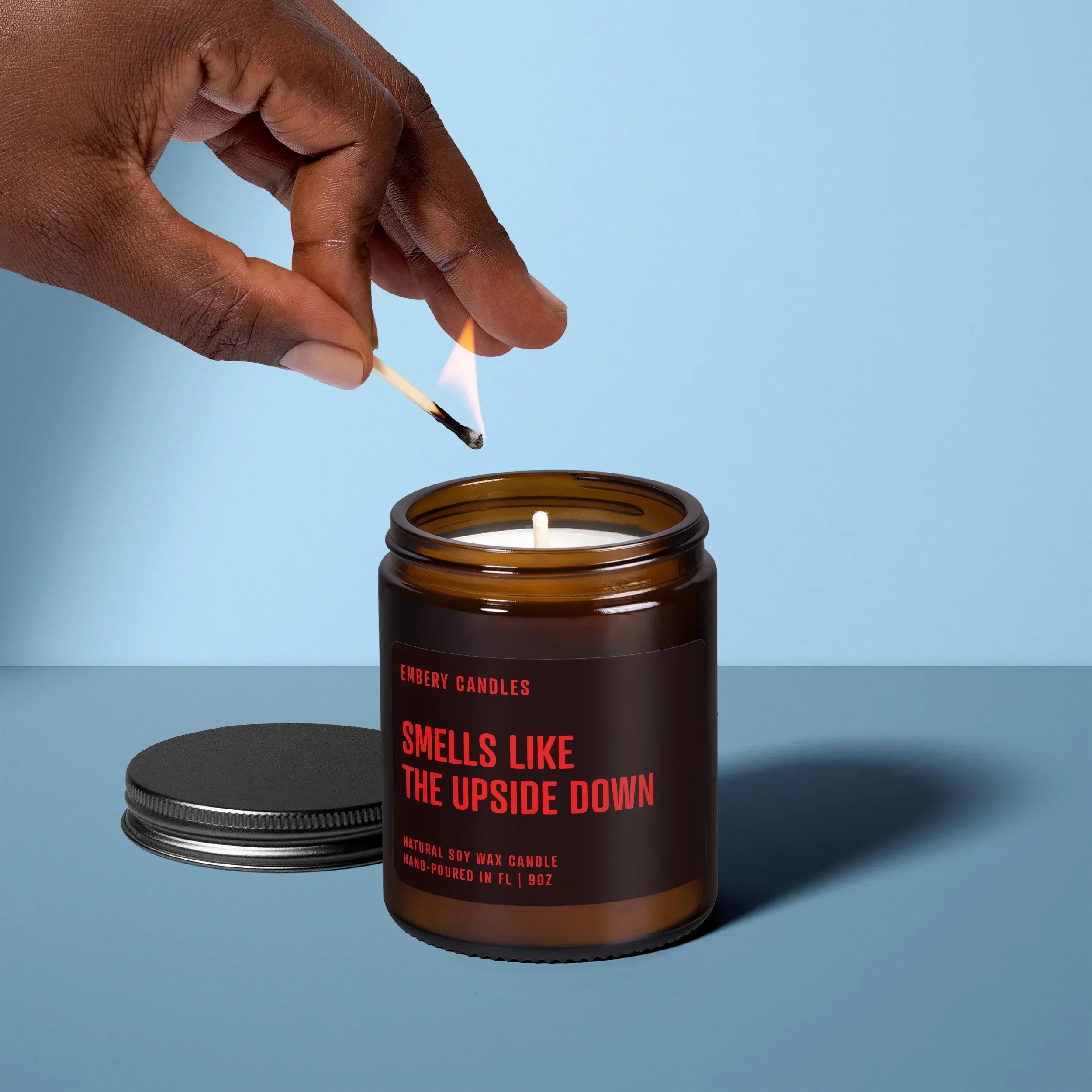 Smells Like the Upside Down | Soy Wax Scented Candle, back view - House Of Avana