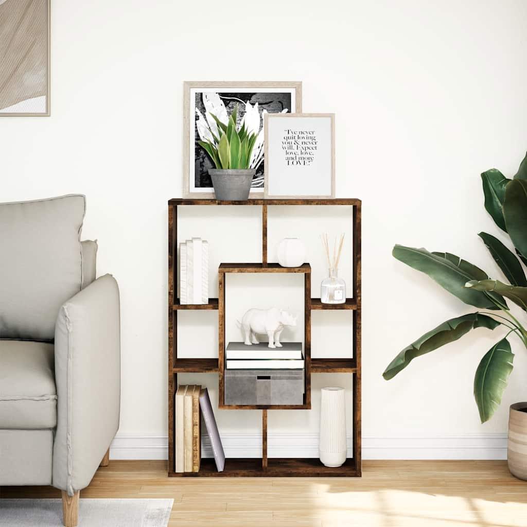 Bookcase Smoked Oak 63X20X90 Cm Engineered Wood- Home Decor, Shelving, Display Racks, Collection Racks, Shoe Racks, Clothes Hangers, Towel Racks, Tool Racks, Sturdy And Durable, Multi-Layer Design, Large Capacity Storage, Eas House Of Avana