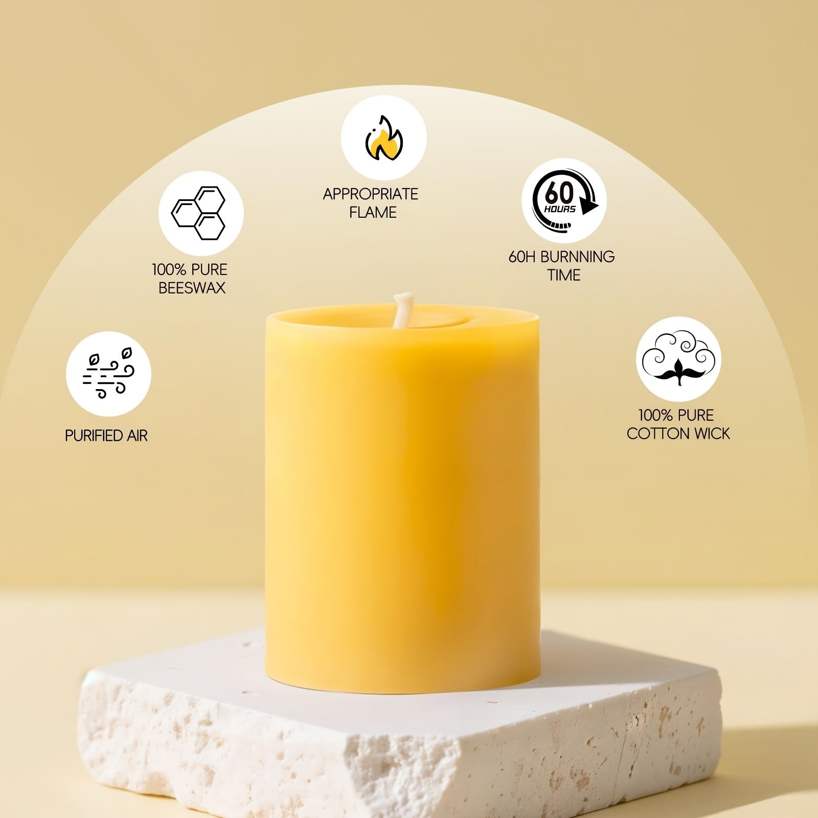 3pcs Long-Burning Pure Beeswax Candles - House of Avana