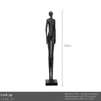 Black abstract human figure sculpture 155cm tall made of frp with marble base for living room home decor