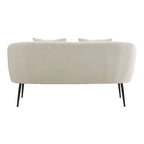 Leather 2-seater White Sofa with Armrests and Throw Pillows, alternate view - House Of Avana