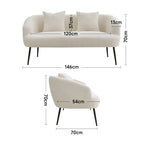 Leather 2-seater White Sofa with Armrests and Throw Pillows, detail shot - House Of Avana