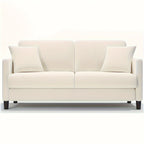 Modern 3-Seater Teddy Velvet Sofa with Pillows – Comfortable Fleece Love Seat for Living Room, Bedroom, or Home Office, Hardwood Frame, White Upholstery, Mid-Century Design, Home Office Couch | Elegant Velvet Sofa | Plush C House Of Avana