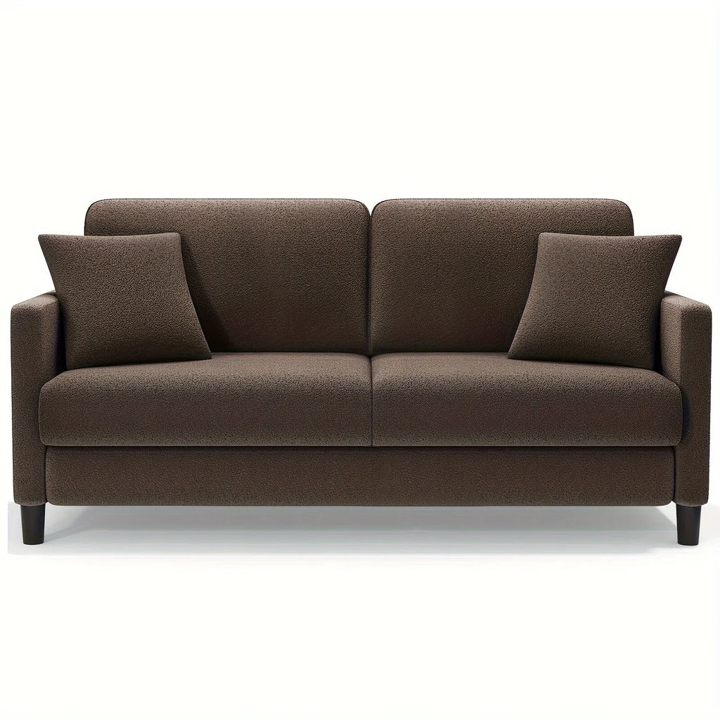 Modern 3-Seater Teddy Velvet Sofa with Pillows – Comfortable Fleece Love Seat for Living Room, Bedroom, or Home Office, Hardwood Frame, White Upholstery, Mid-Century Design, Home Office Couch | Elegant Velvet Sofa | Plush C House Of Avana
