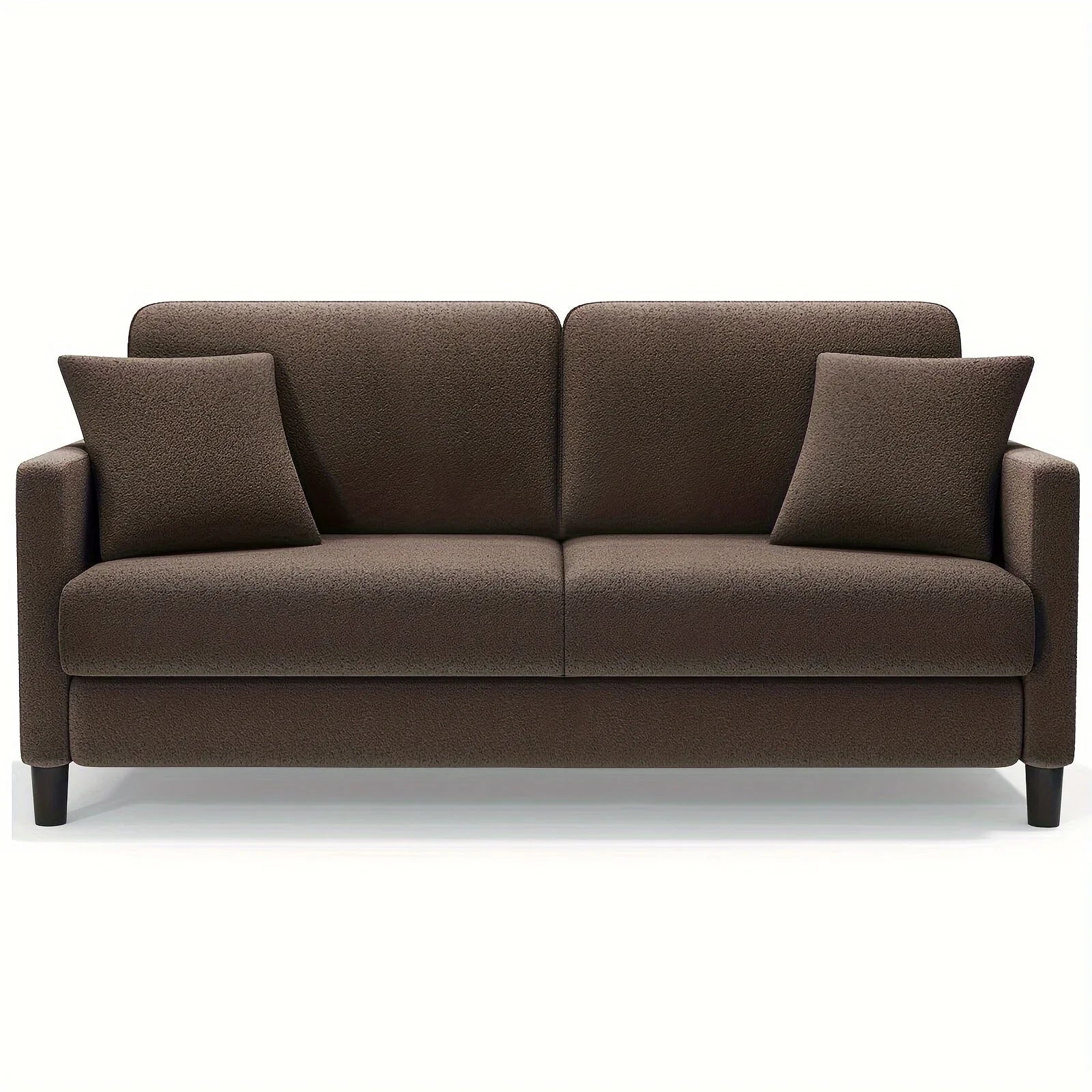 Modern 3-Seater Teddy Velvet Sofa with Pillows – Comfortable Fleece Love Seat for Living Room, Bedroom, or Home Office, Hardwood Frame, White Upholstery, Mid-Century Design, Home Office Couch | Elegant Velvet Sofa | Plush C House Of Avana
