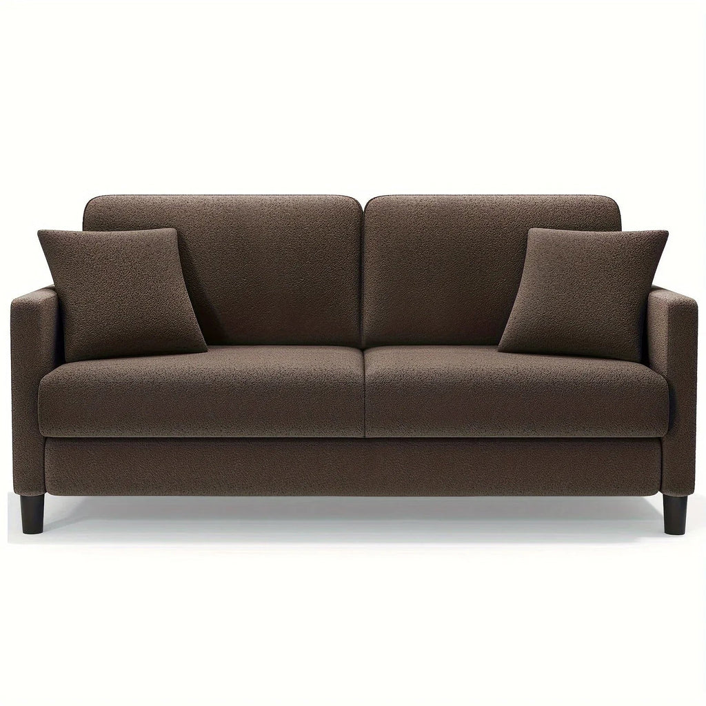 Modern 3-Seater Teddy Velvet Sofa with Pillows – Comfortable Fleece Love Seat for Living Room, Bedroom, or Home Office, Hardwood Frame, White Upholstery, Mid-Century Design, Home Office Couch | Elegant Velvet Sofa | Plush C House Of Avana [[SKU:HOA-SOF-006]]