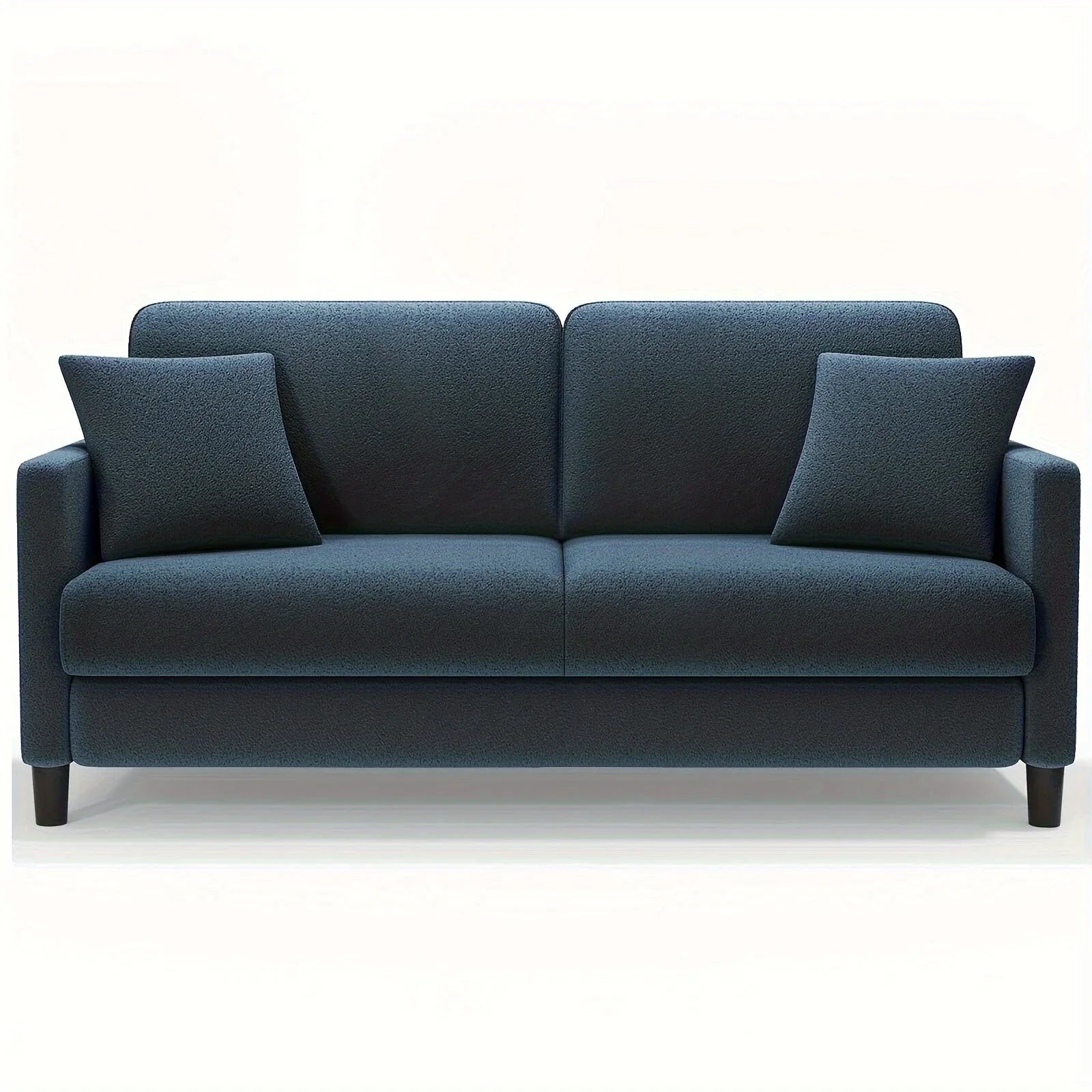 Modern 3-Seater Teddy Velvet Sofa with Pillows – Comfortable Fleece Love Seat for Living Room, Bedroom, or Home Office, Hardwood Frame, White Upholstery, Mid-Century Design, Home Office Couch | Elegant Velvet Sofa | Plush C House Of Avana