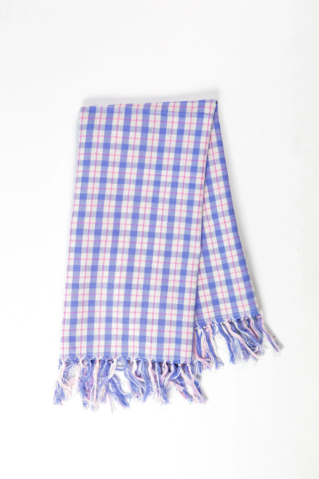Sofia Plaid Kitchen Towel in Periwinkle Blue and Pink Archive New York