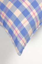 Abigail Plaid Square Pillow in Periwinkle and Pink Archive New York