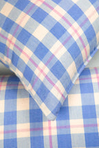 Abigail Plaid Square Pillow in Periwinkle and Pink Archive New York