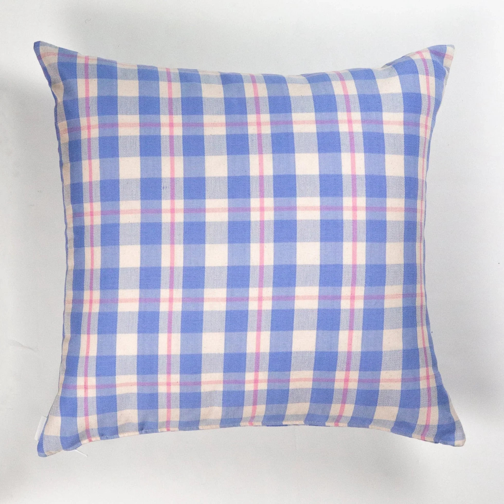 Abigail Plaid Square Pillow in Periwinkle and Pink Archive New York