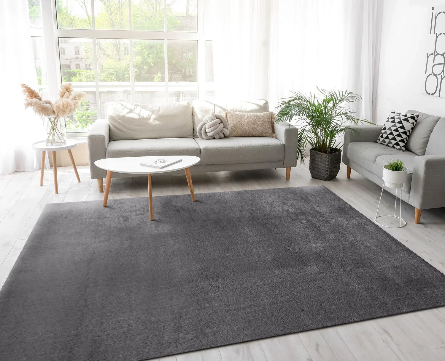 Soft Area Rug with Anti-Slip Backing Washable - Dark Gray RugYourHome