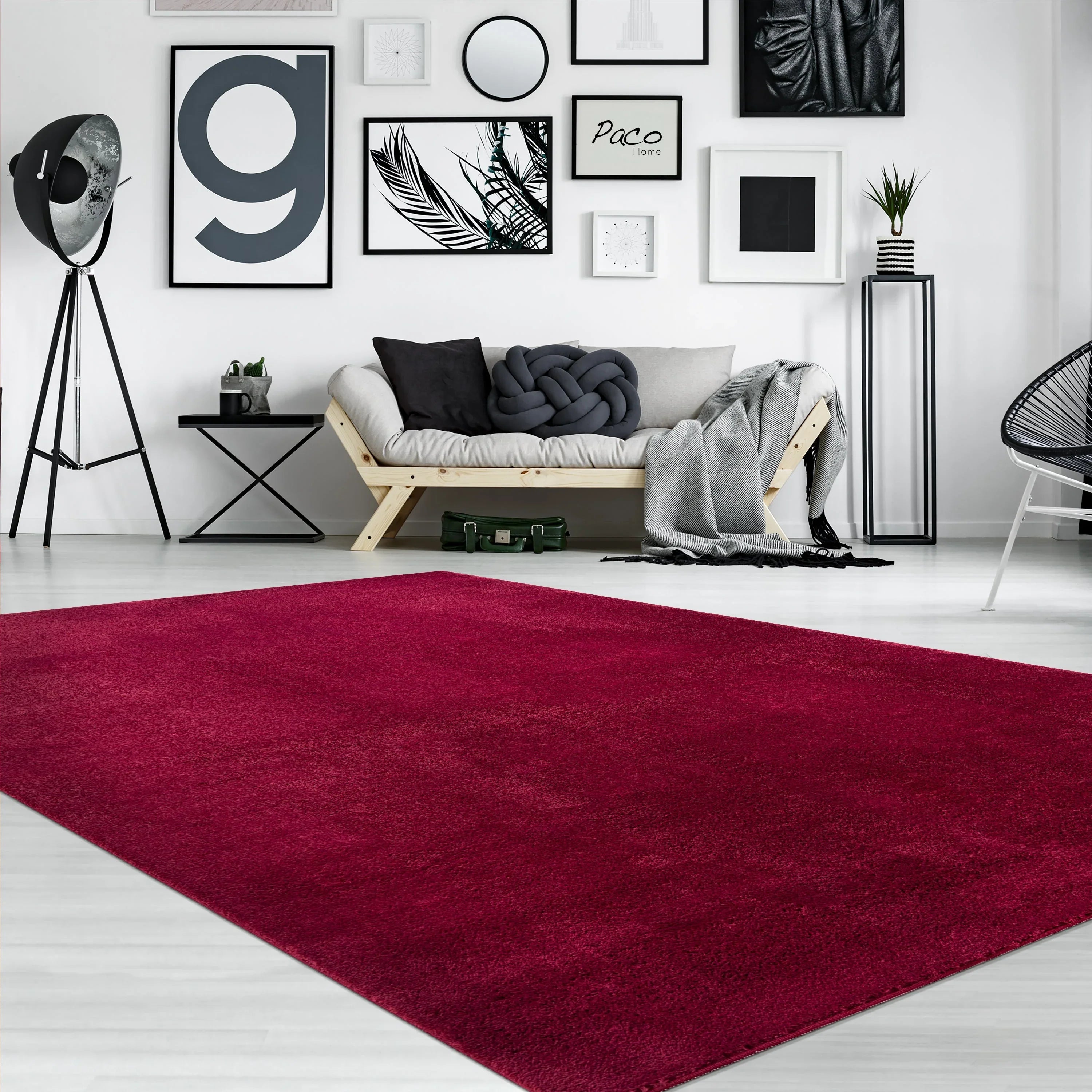 Soft Area Rug with Anti-slip Backing Washable - Red, back view - House Of Avana
