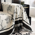 Soft & Cozy Chenille Reversible Sofa Cover - Black and White Couch topspet