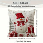 1pc Christmas Throw Pillow Cover - Red & White Snowman with Presents - Soft Cushion Case - Zipper Closure - Machine Washable - for Sofa, Bed, Living Room - Holiday Home Decor Gift - Pillow Insert Not Included, Holiday Decorat House Of Avana
