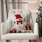 1pc Christmas Throw Pillow Cover - Red & White Snowman with Presents - Soft Cushion Case - Zipper Closure - Machine Washable - for Sofa, Bed, Living Room - Holiday Home Decor Gift - Pillow Insert Not Included, Holiday Decorat House Of Avana [[SKU:HOA-CUS-011]]