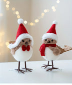 3 different cute plush winter bird ornaments with Santa hats - realistic soft fabric decorations, easily create a festive atmosphere indoors/outdoors (Christmas, Thanksgiving, New Year) - creative handmade gifts and warm holi House Of Avana