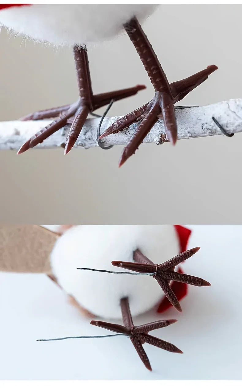 3 different cute plush winter bird ornaments with Santa hats - realistic soft fabric decorations, easily create a festive atmosphere indoors/outdoors (Christmas, Thanksgiving, New Year) - creative handmade gifts and warm holi House Of Avana