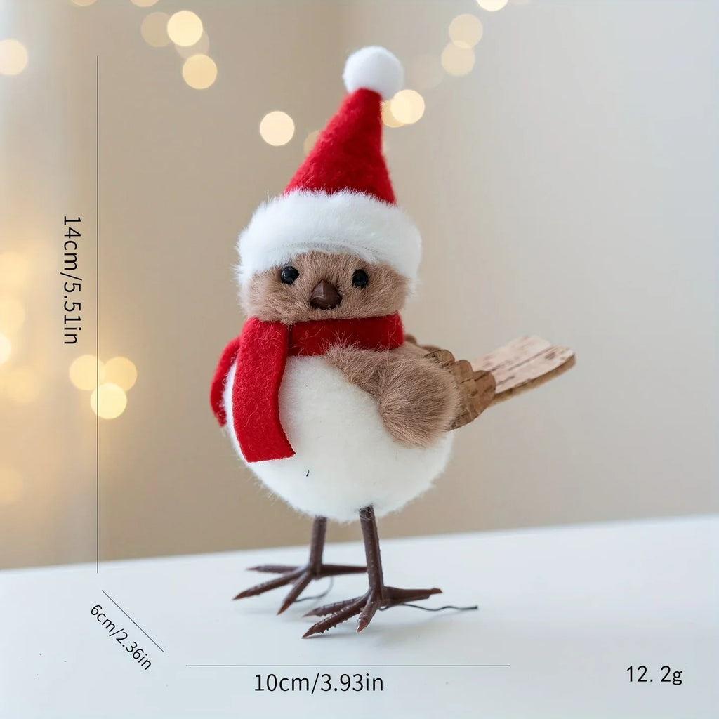 3 different cute plush winter bird ornaments with Santa hats - realistic soft fabric decorations, easily create a festive atmosphere indoors/outdoors (Christmas, Thanksgiving, New Year) - creative handmade gifts and warm holi House Of Avana