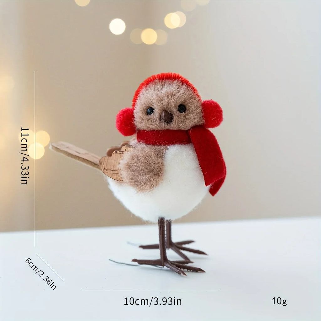 3 different cute plush winter bird ornaments with Santa hats - realistic soft fabric decorations, easily create a festive atmosphere indoors/outdoors (Christmas, Thanksgiving, New Year) - creative handmade gifts and warm holi House Of Avana
