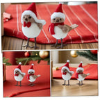 3 different cute plush winter bird ornaments with Santa hats - realistic soft fabric decorations, easily create a festive atmosphere indoors/outdoors (Christmas, Thanksgiving, New Year) - creative handmade gifts and warm holi House Of Avana