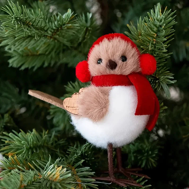 3 different cute plush winter bird ornaments with Santa hats - realistic soft fabric decorations, easily create a festive atmosphere indoors/outdoors (Christmas, Thanksgiving, New Year) - creative handmade gifts and warm holi House Of Avana