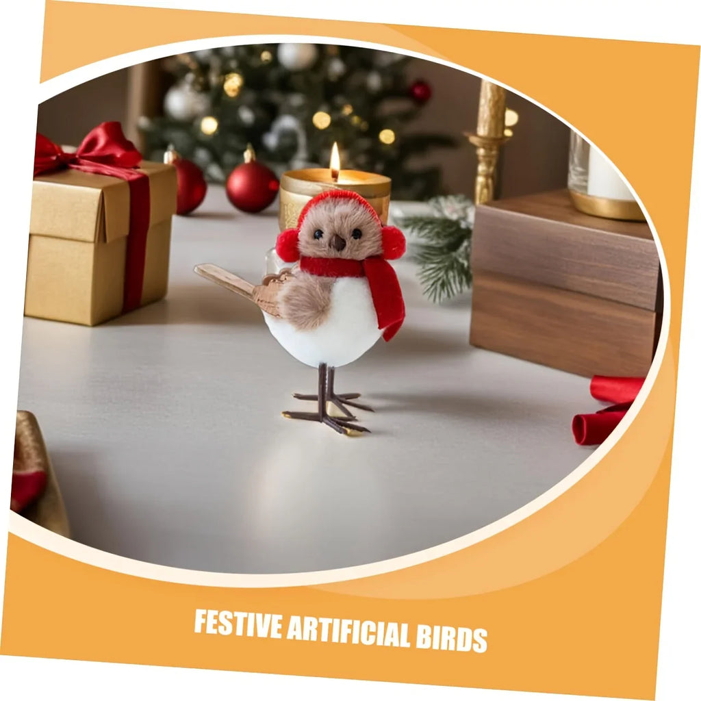 3 different cute plush winter bird ornaments with Santa hats - realistic soft fabric decorations, easily create a festive atmosphere indoors/outdoors (Christmas, Thanksgiving, New Year) - creative handmade gifts and warm holi House Of Avana