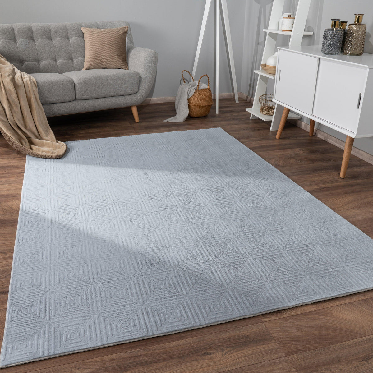 Soft Washable Area Rug Aspen with High-low Pattern, dimensions view - House Of Avana