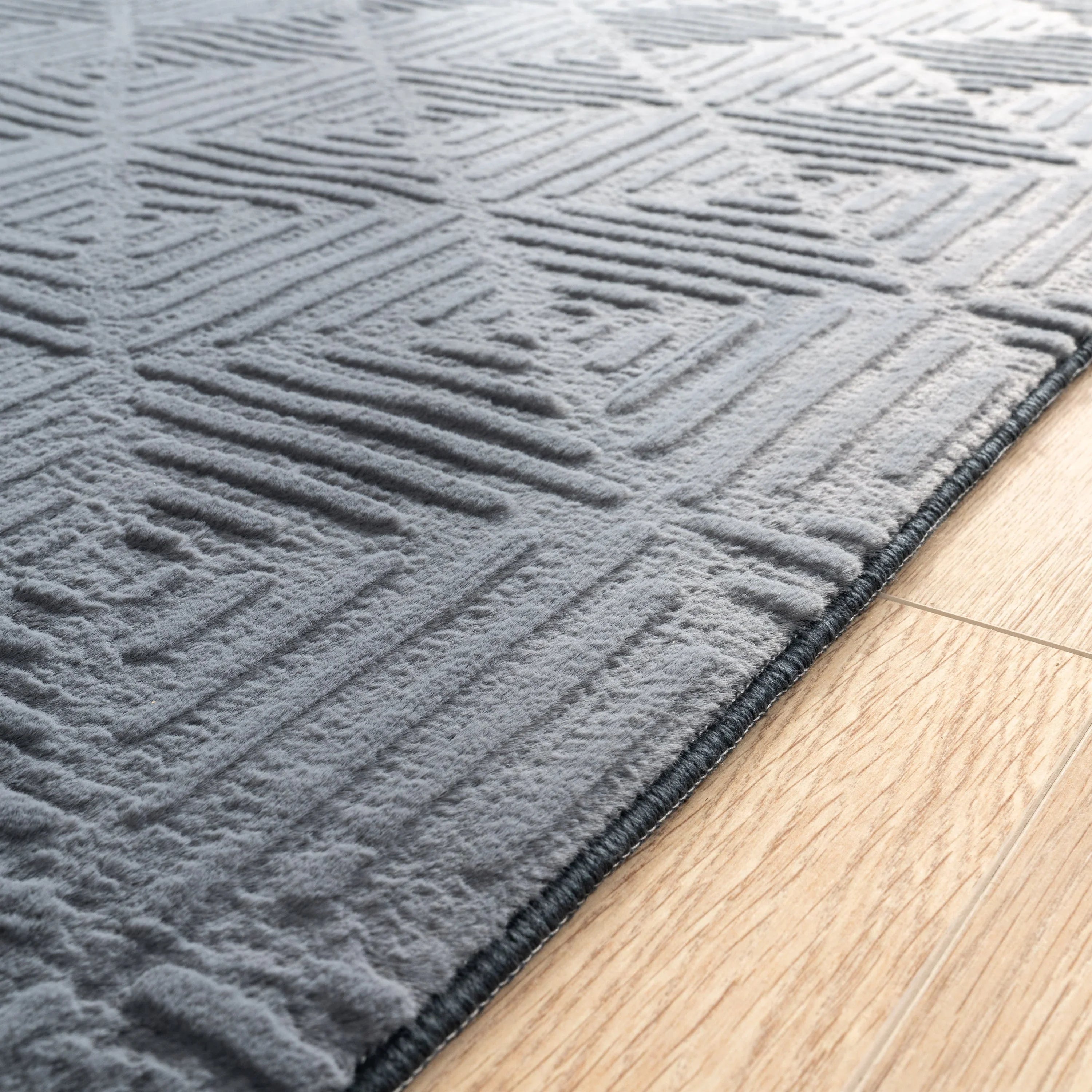 Soft Washable Area Rug Aspen with High-low Pattern, back view - House Of Avana