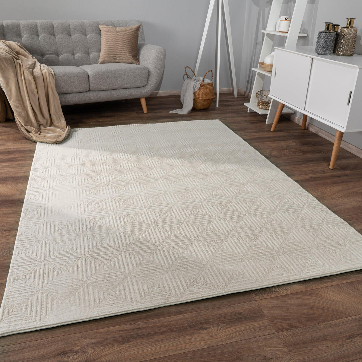 Soft Washable Area Rug Aspen with High-low Pattern, lifestyle image - House Of Avana