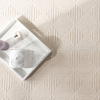 Soft Washable Area Rug Aspen with High-low Pattern, angled view - House Of Avana