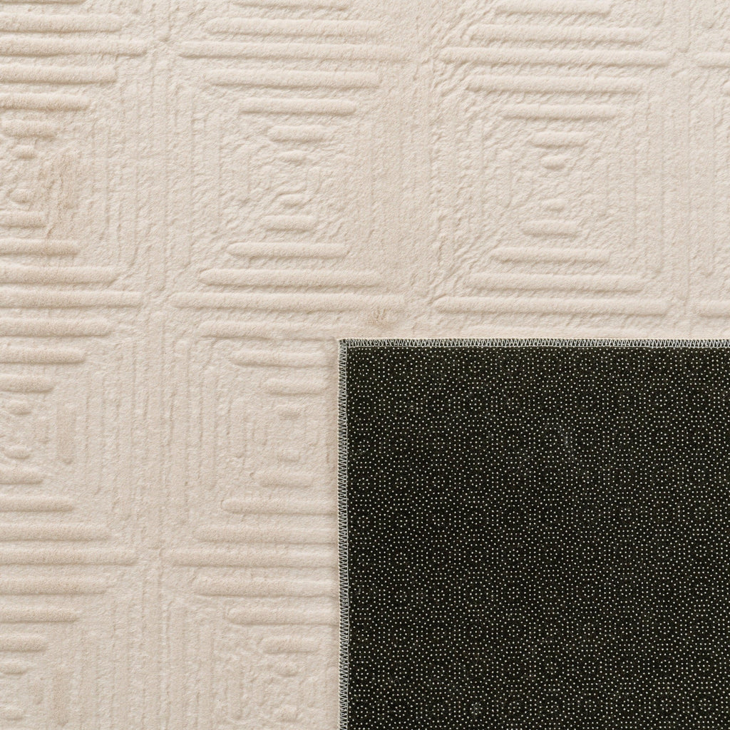 Soft Washable Area Rug Aspen with High-low Pattern, angled view - House Of Avana