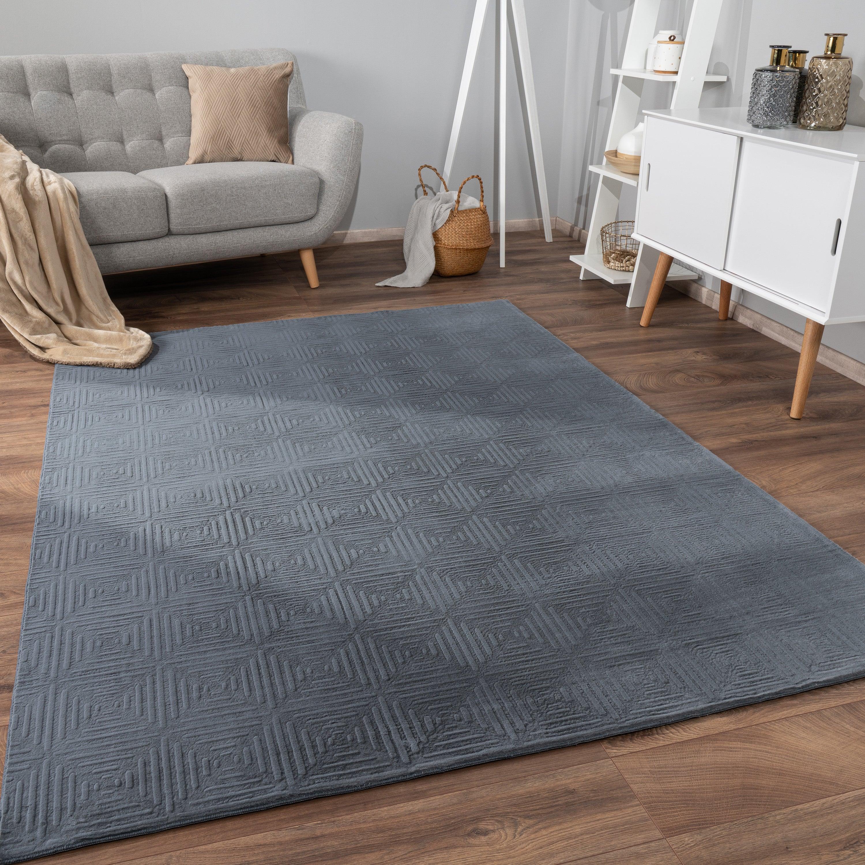Soft Washable Area Rug Aspen with High-low Pattern, front view - House Of Avana
