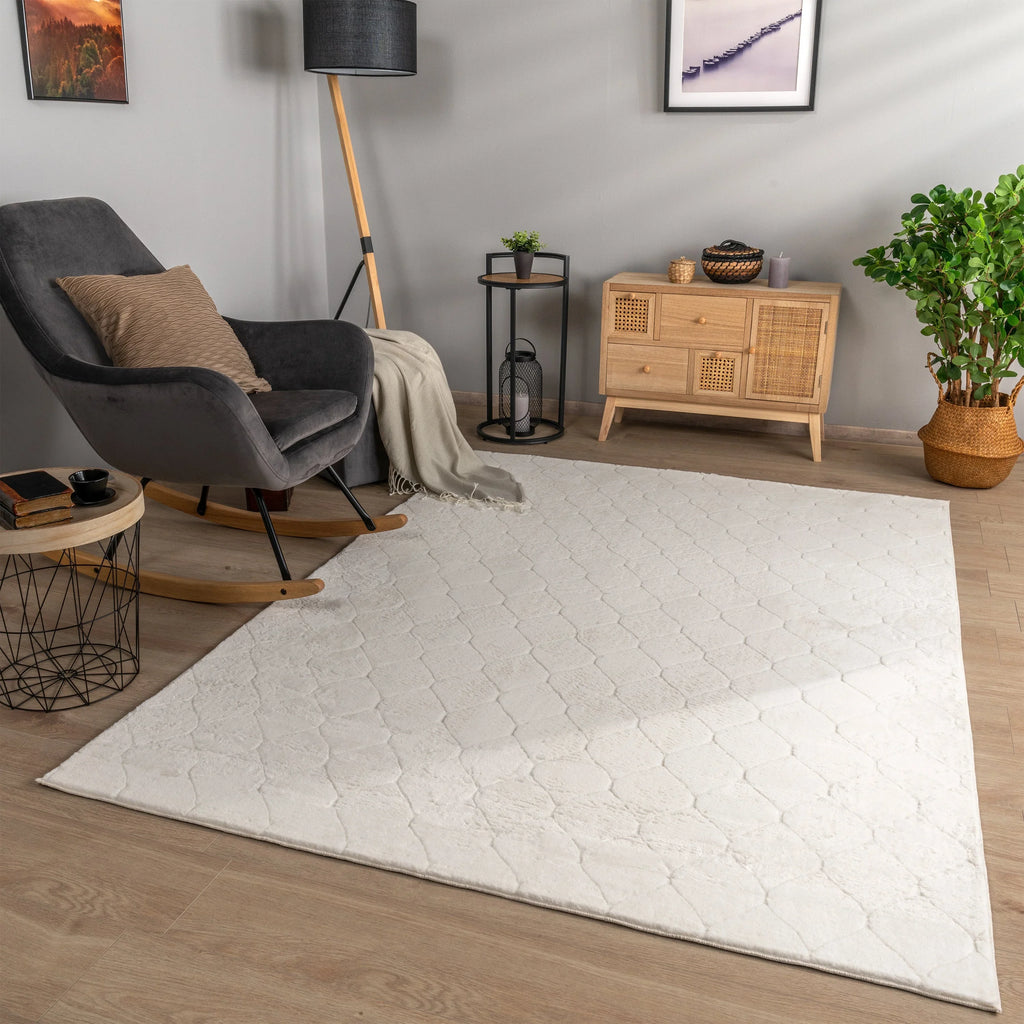 Soft Washable Area Rug Aspen with Moroccan Pattern, texture detail - House Of Avana